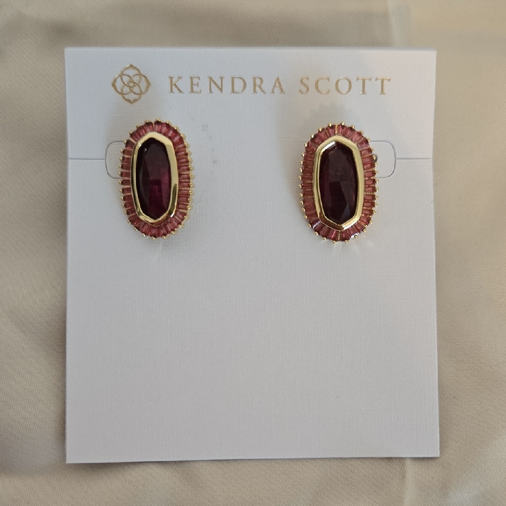 Kendra Scott Gold and Deep Red Earrings